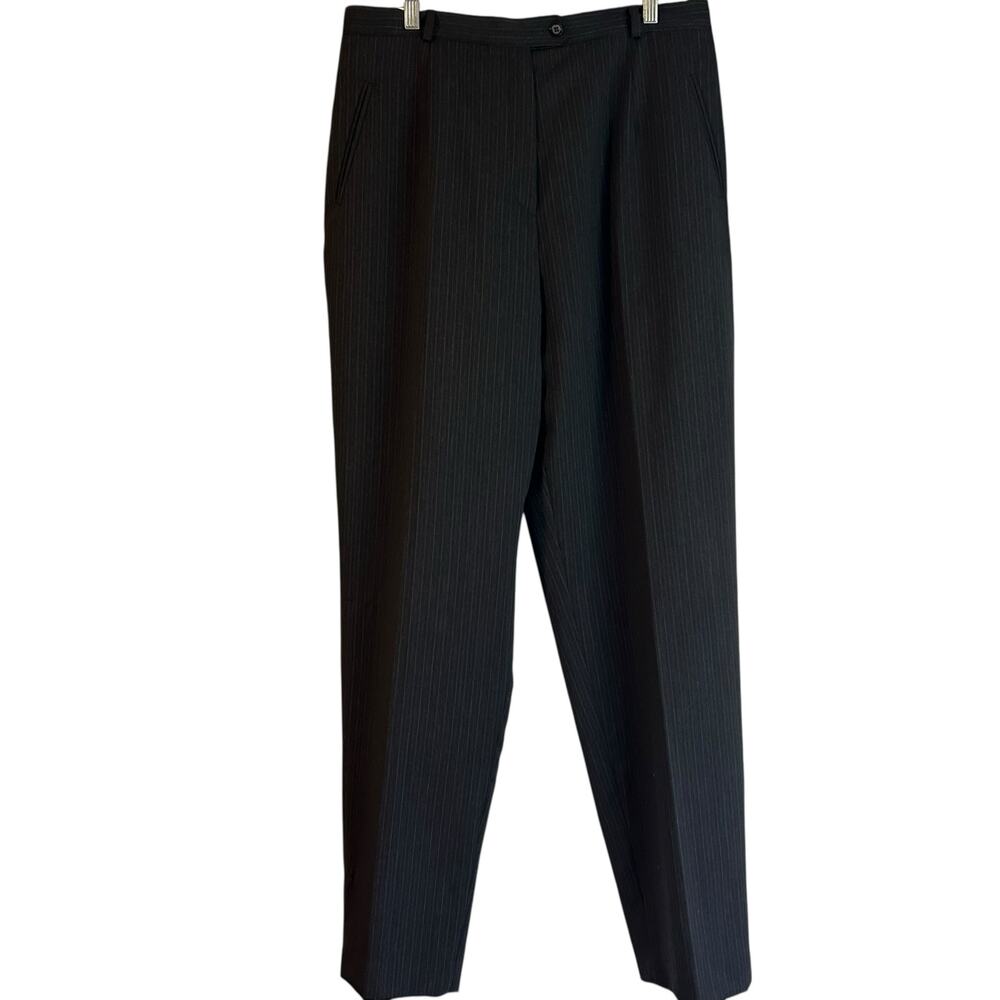 Hawksley & Wright  H & W 100% Wool Trousers Women's 16 Black Pinstripe Office